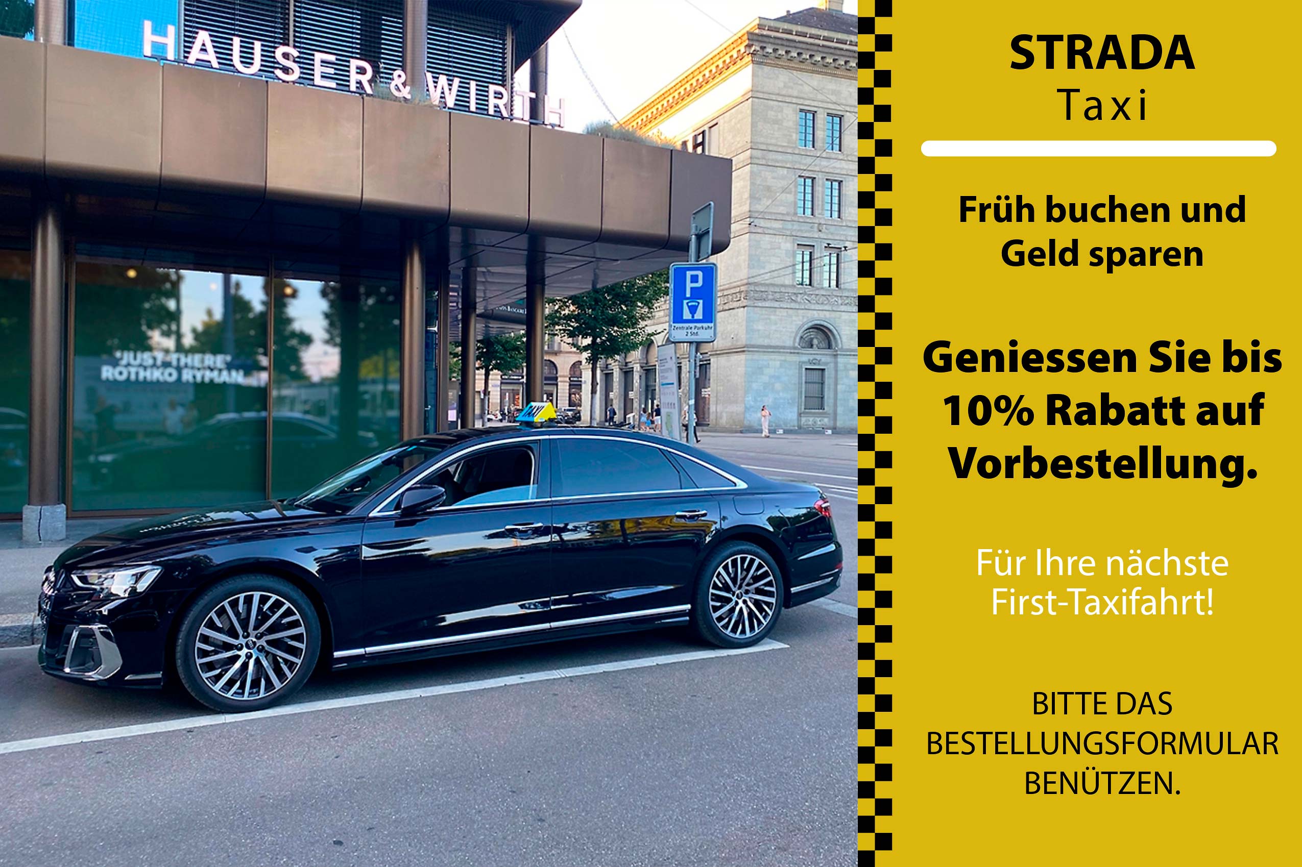 Zürich-BhfStrasse_2 Taxi Rabatt 10%. Vorbestellung und Geld sparen.